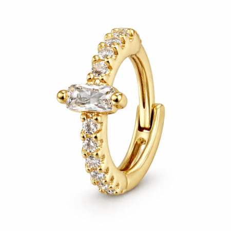 Emerald Cut Hoop - Gold